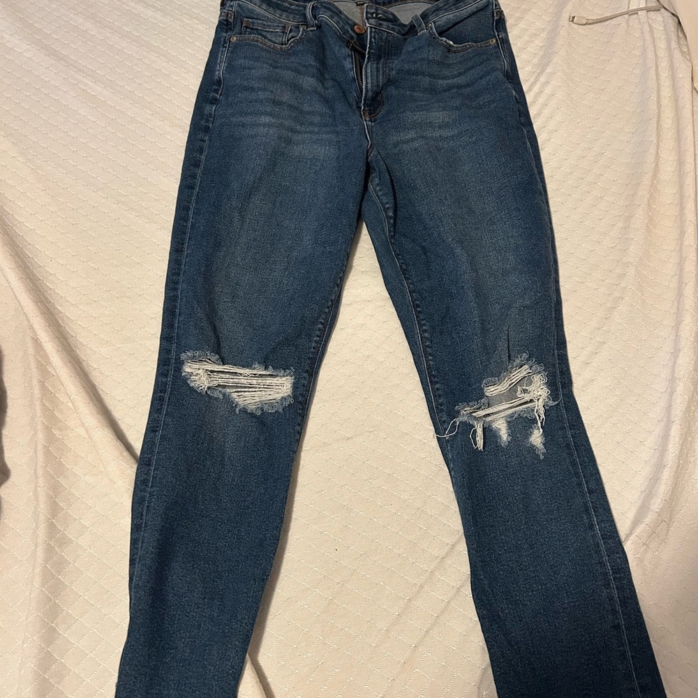 American Eagle Outfitters Dark Blue Distressed Boyfriend Jeans